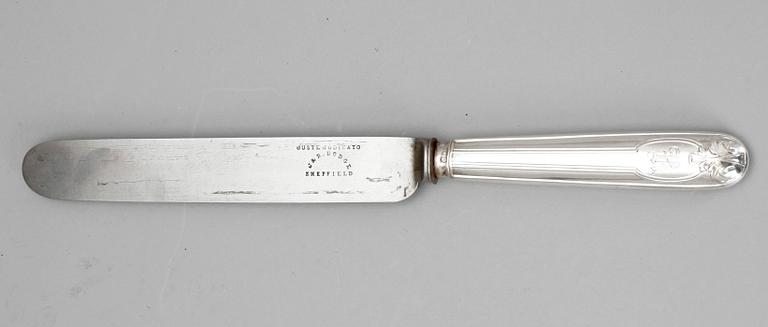 MATKNIVAR, 6+6 stycken, silver, bla Pehr Zethelius, Stockholm, 1800-talets första hälft.