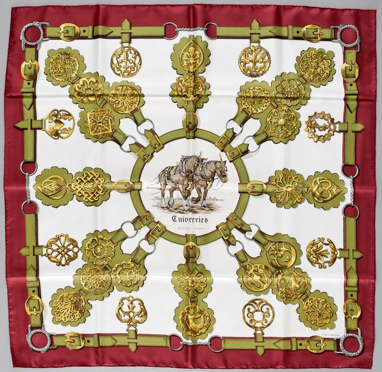 A silk scarf "Cuivreries" by Hermès.