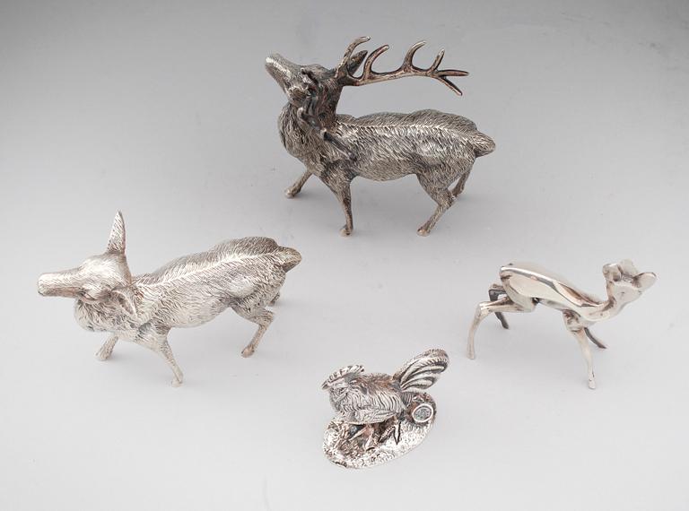 FIGURER, 4 st, silver, tre från Spanien, 1900-talets mitt. Vikt ca 620 gram.