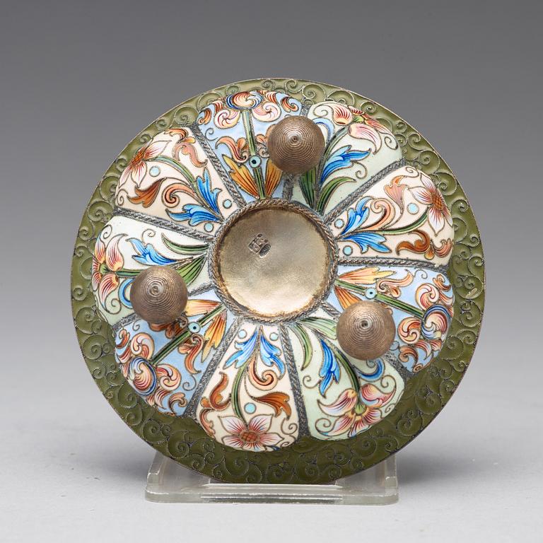 Fedor Rückert, skål, silver och emalj, Moskva, 1899-1908.