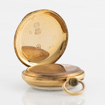 Pocket watch, 18K gold, 33,5 mm.