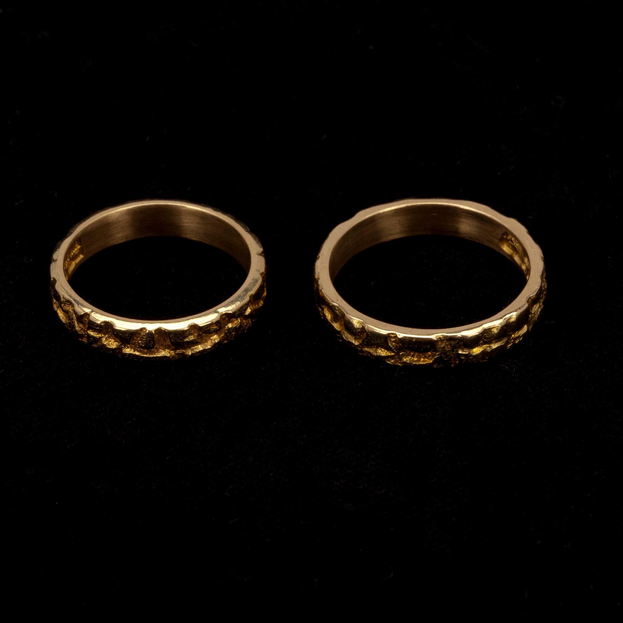 RINGAR, 2 st, guld 18K, sign. BW, Lapponia 1970. Vikt tot. 10 g.
