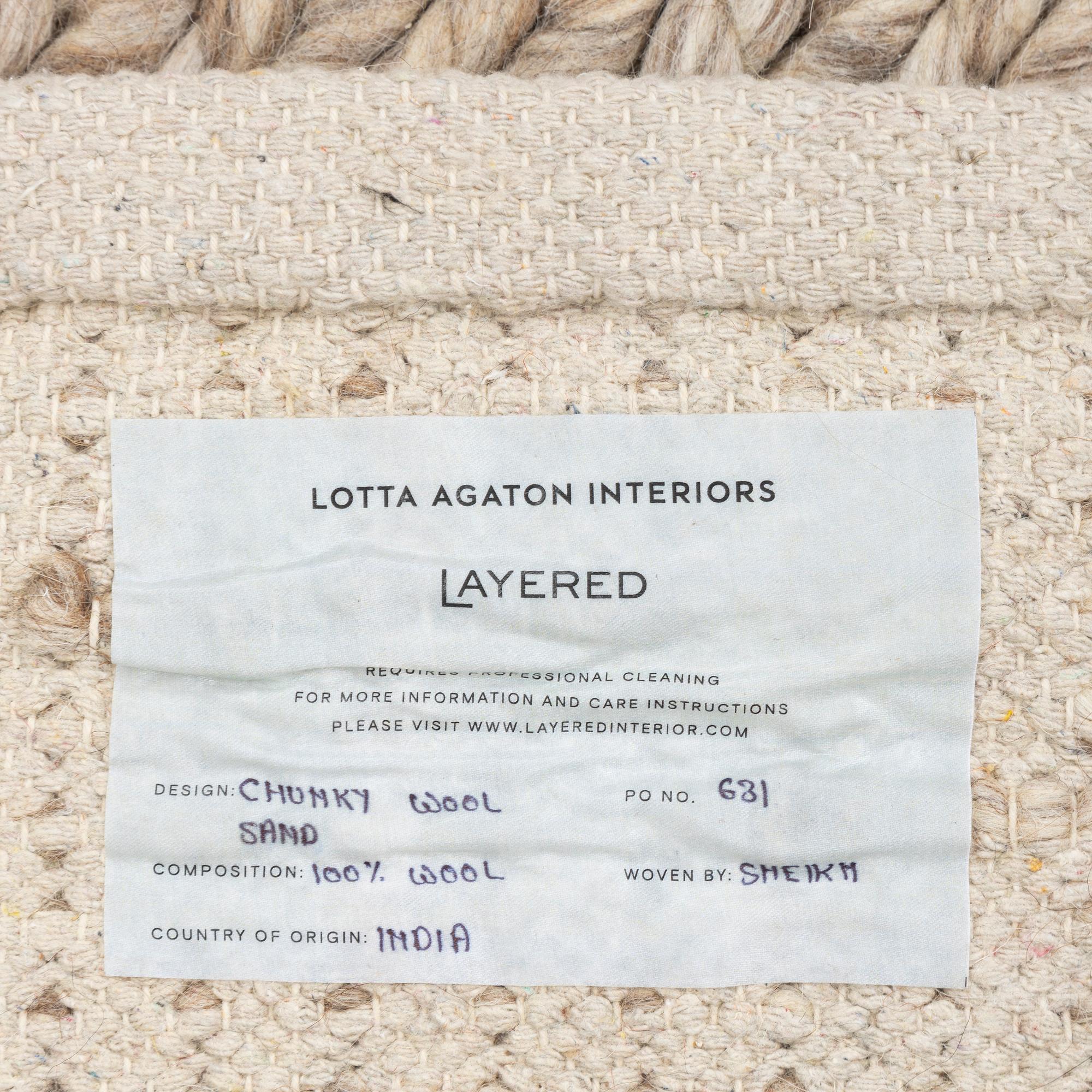 Matta, "Chunky wool sand",  Lotta Agaton Interiors x Layered, ca 350 x 250 cm.