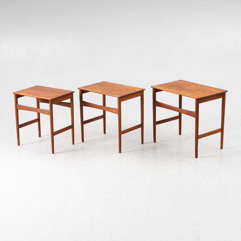 Hans J Wegner, nesting tables, 3 pieces, Andreas Tuck, Denmark.