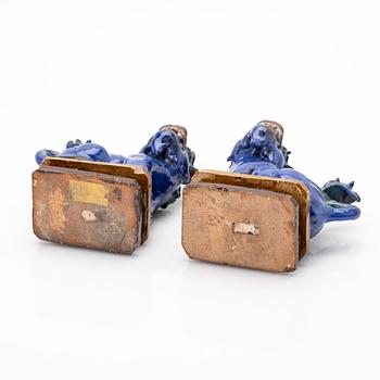 A pair of Chinese buddhist lions, Qing dynasty, 19th century.