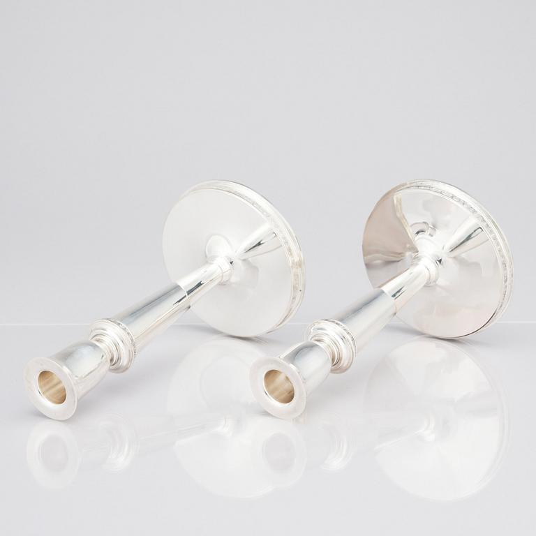 Eric Råström, for C.G. Råström, a pair of silver candlesticks, Stockholm 1960.