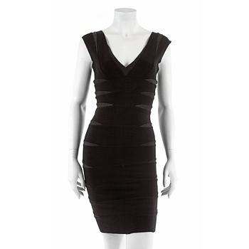 615. HERVE LEGER, a black dress. Size XS.