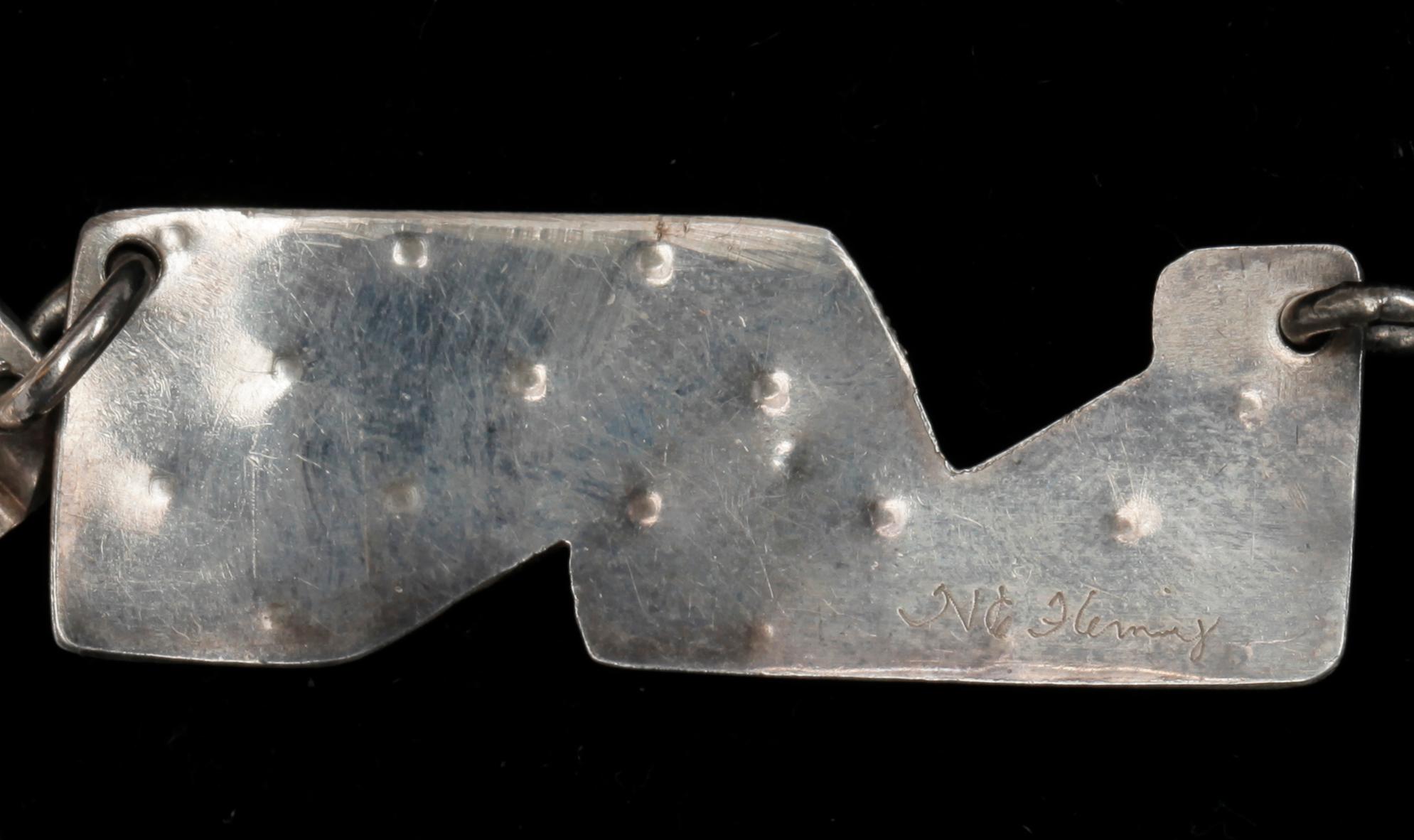 HALSBAND, silver med halvädelstenar, otydl sign.