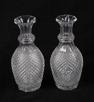 FLASKOR, ett par, glas. Empire, 1800-tal.