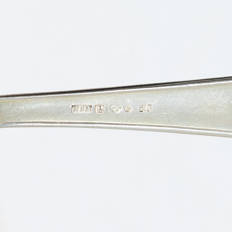 A 36 piece silver cutlery service, model Svensk Spets, mostly CG Hallberg, 1930s.