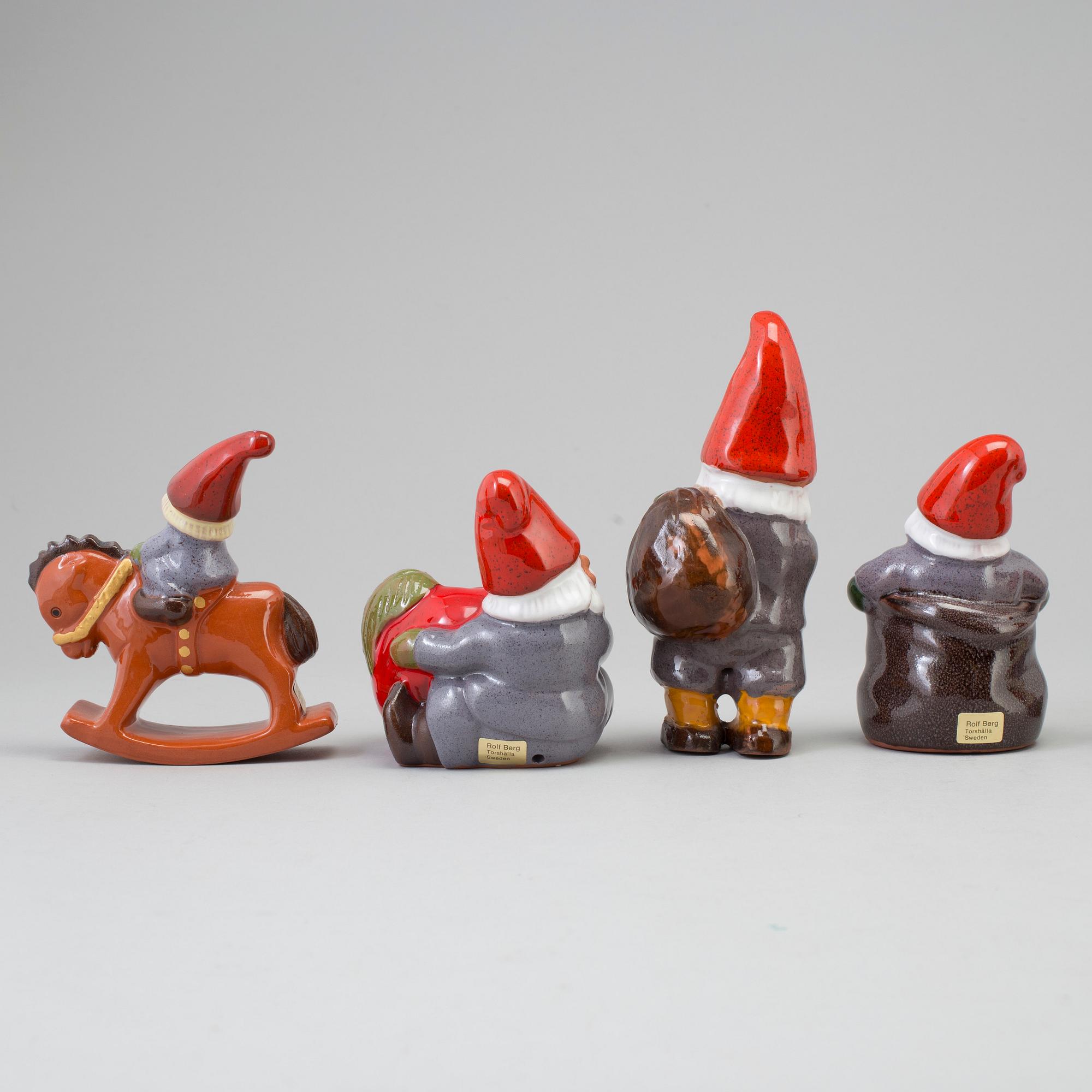 ROLF BERG, 8 st tomtefiguriner, lergods.