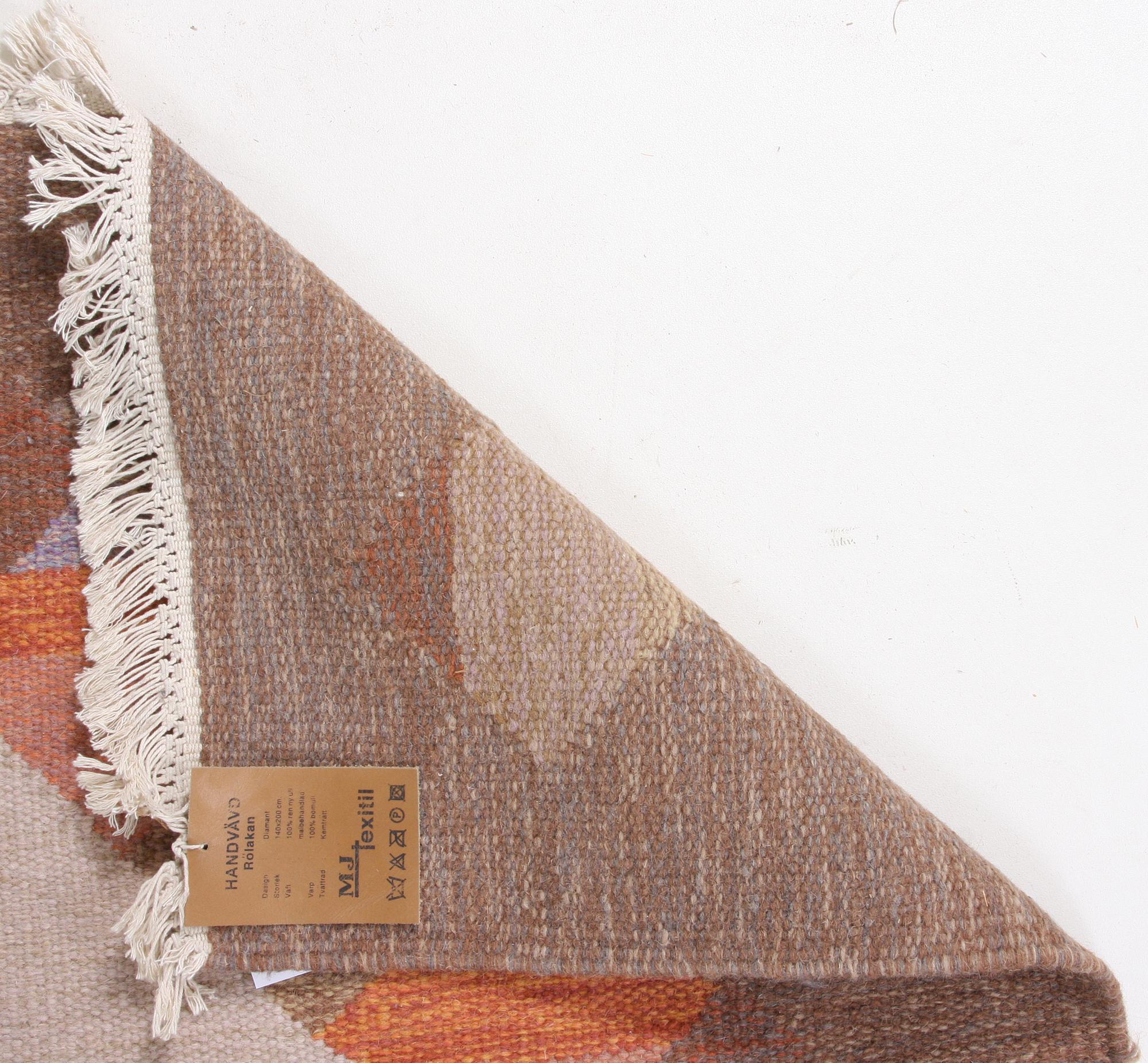 MATTA, rölakan, "Diamant", MJ Textil, Sverige, 200 x 140.