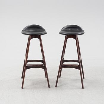 Erik Buch, a pair of model 'OD61' rosewood bar stools from Odense Maskinsnedkeri A-S, Denmark, 1960's.