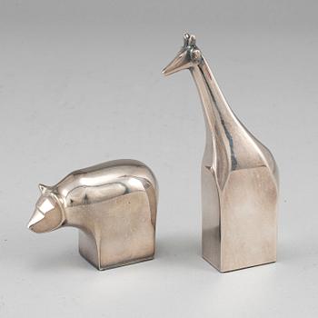 GUNNAR CYRÉN, figuriner, 2 st, silverpläterad metall Dansk Design Japan 1900-talets senare del.