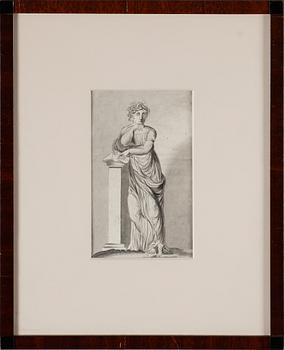 OIDENTIFIERAD KONSTNÄR, 3 st, laveringar, 1800-talets första hälft.