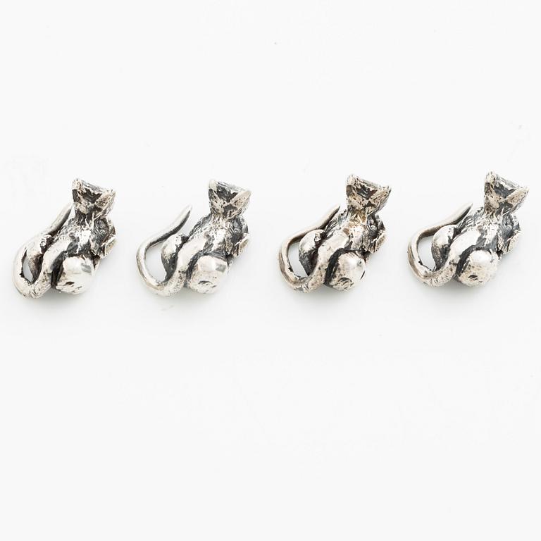 PA Lundahl-Terrs, figurines/pendants, eleven pieces, silver, in the form of animals.