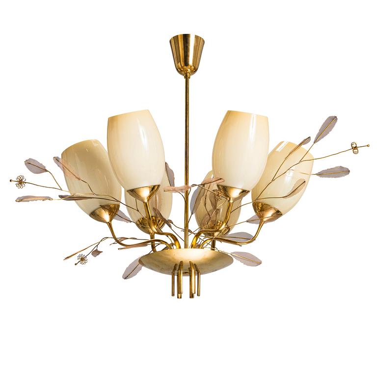 Paavo Tynell, A mid-20th-century '9029/6' chandelier for Taito, Finland.