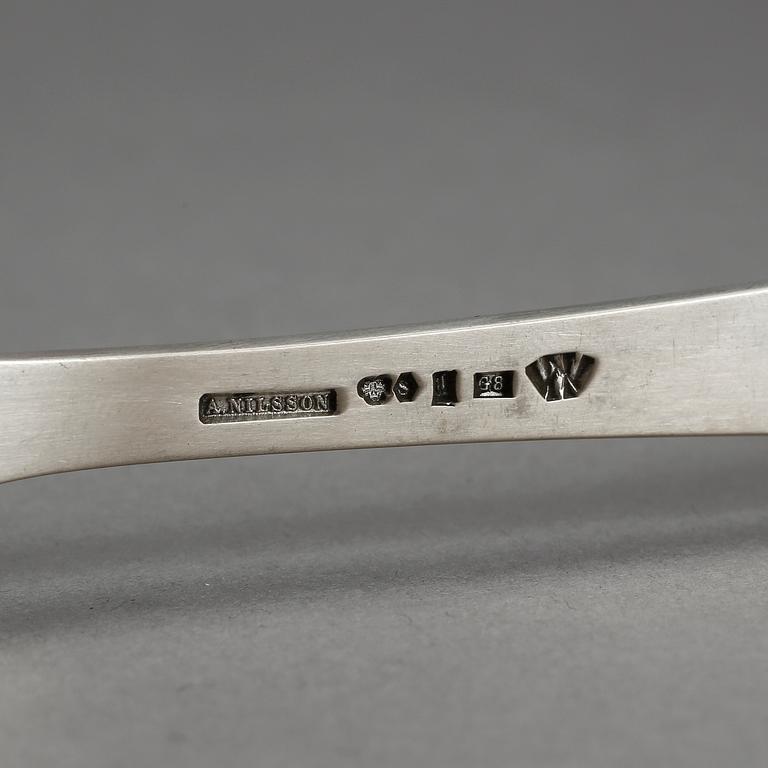 FISKGAFFLAR, 6 st, silver, Wiwen Nilsson, signerade, 1933-40. Tot vikt 336 gram.