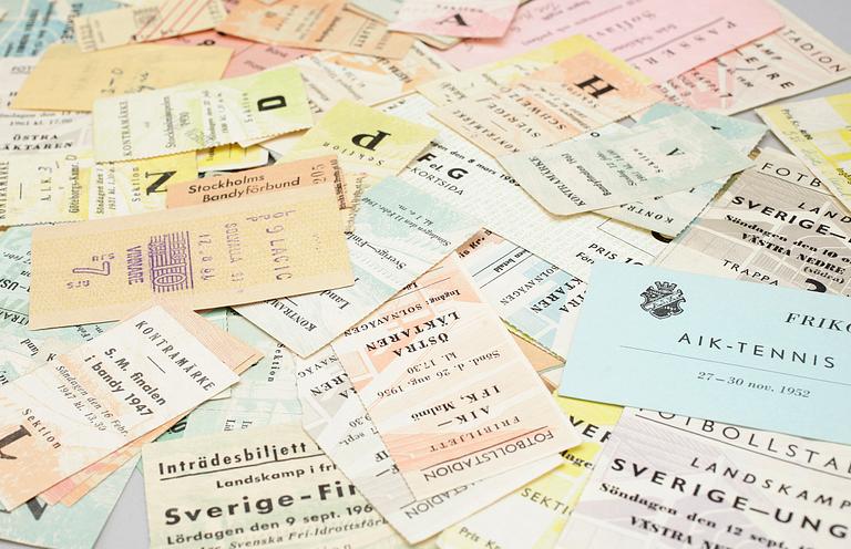 IDROTTSBILJETTER, ca 100 st, främst 1950/60-tal.