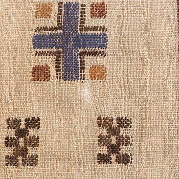Märta Måås-Fjetterström, draperier, 2 st, "Blå essbård" (även kallad S-bård), inplock på linnebotten, ca 245-54 x 152-160 cm, signerade MMF.