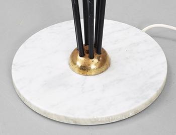 A black lacquered iron, brass and marble floor lamp, attributed to Stilnovo, Italy 1950's.