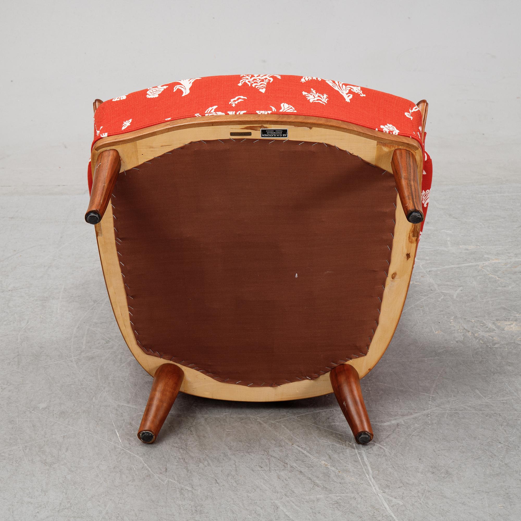 A 'Vår fru' armchair designed by Carl Malmsten, AB OH SJögren, Tranås, second half of the 20th century.