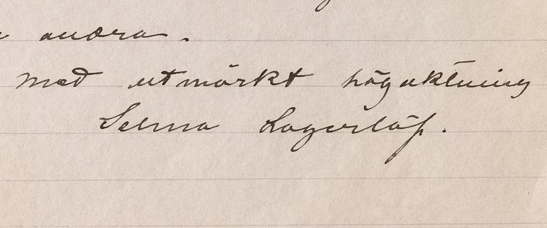 Selma Lagerlöf, signerat brev, Mårbacka, Sunne, 22/11 1914.