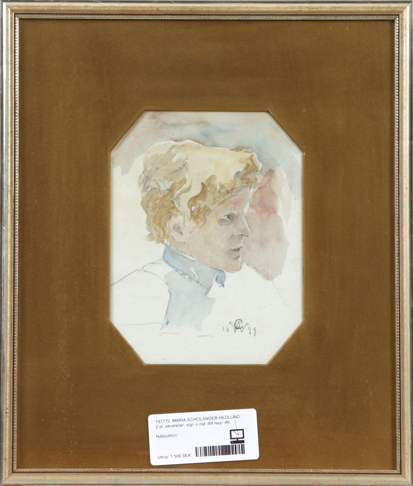 MARIA SCHOLANDER-HEDLUND, akvareller, 2 st, sign o dat -99 resp -89.