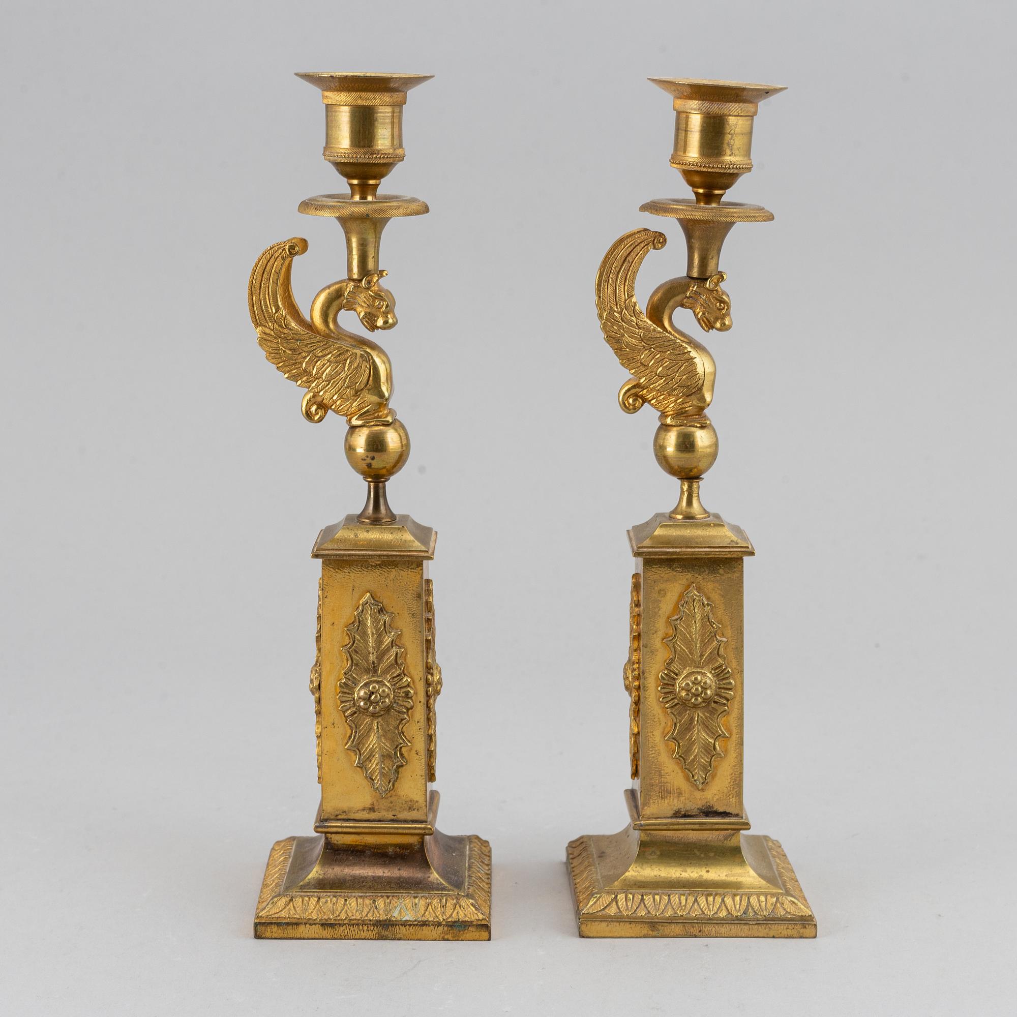 Ljusstakar, ett par empire-stil, 1900-talet början.