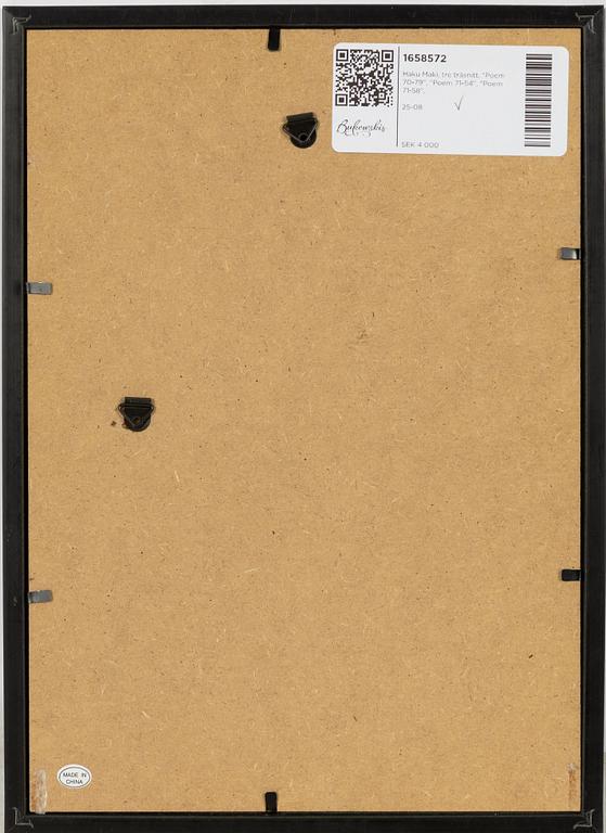 Haku Maki, tre träsnitt, "Poem 70-79", "Poem 71-54", "Poem 71-58".
