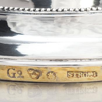 Fredrik Petersson Ström, bägare med lock, silver och kopparmynt, Stockholm 1789. Gustaviansk.