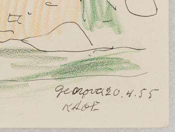 Wilhelm Kåge, a set of eight drawings, signed and dated 1905 and 1955 respectively.