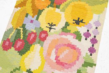 Ingegerd Silow, a flat weave rug, 'Fruktträdgården', signed IS, c. 125 x 82 cm.