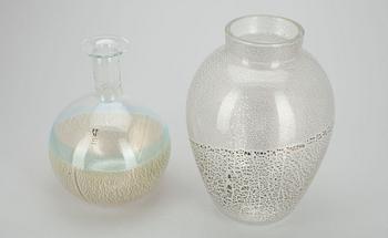 VAS, 2 st, glas, Effe Due och Dogi, Murano, signerade. 1900-talets senare hälft.