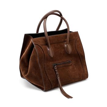 CÉLINE, a brown suede bag, "Luggage Phantom".