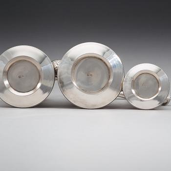 A Russian 19th century parcel-gilt three-piece coffee-set, possibly of Fabian Allenius, St. Petersburg 1877.