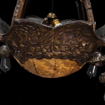 ALICE NORDIN, attributed to, 1910-/20's brass ceiling light, Böhlmarks lampfabrik.