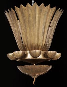 A Lars Holmström Swedish Grace brass chandelier, Arvika Sweden 1920's.