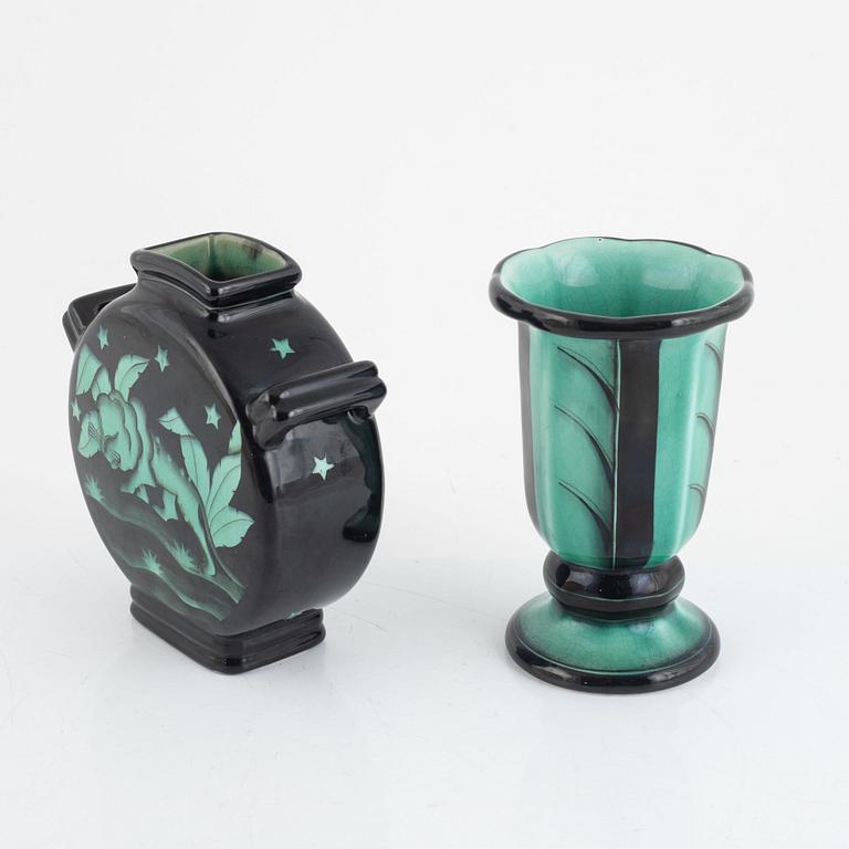 Ilse Claesson, two vases from the 'Serie V' series, Rörstrand, 1930's.