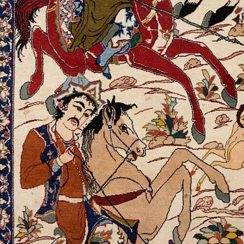 Matta, Isfahan, figural, signerad, ca 240 x 150 cm.