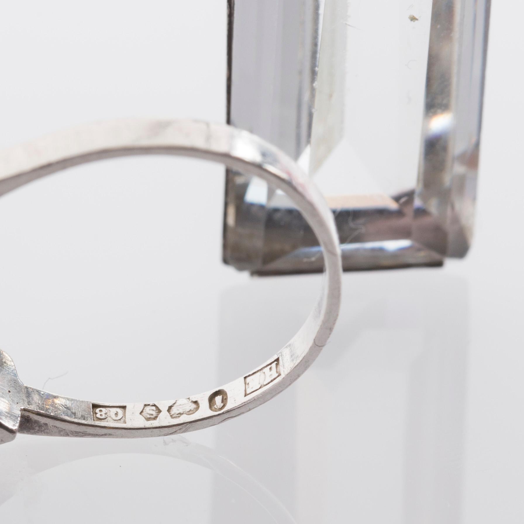 HÄNGE SAMT RING, sterlingsilver med bergkristall. Stigbert för Heribert Engelbert samt Wahlberg.