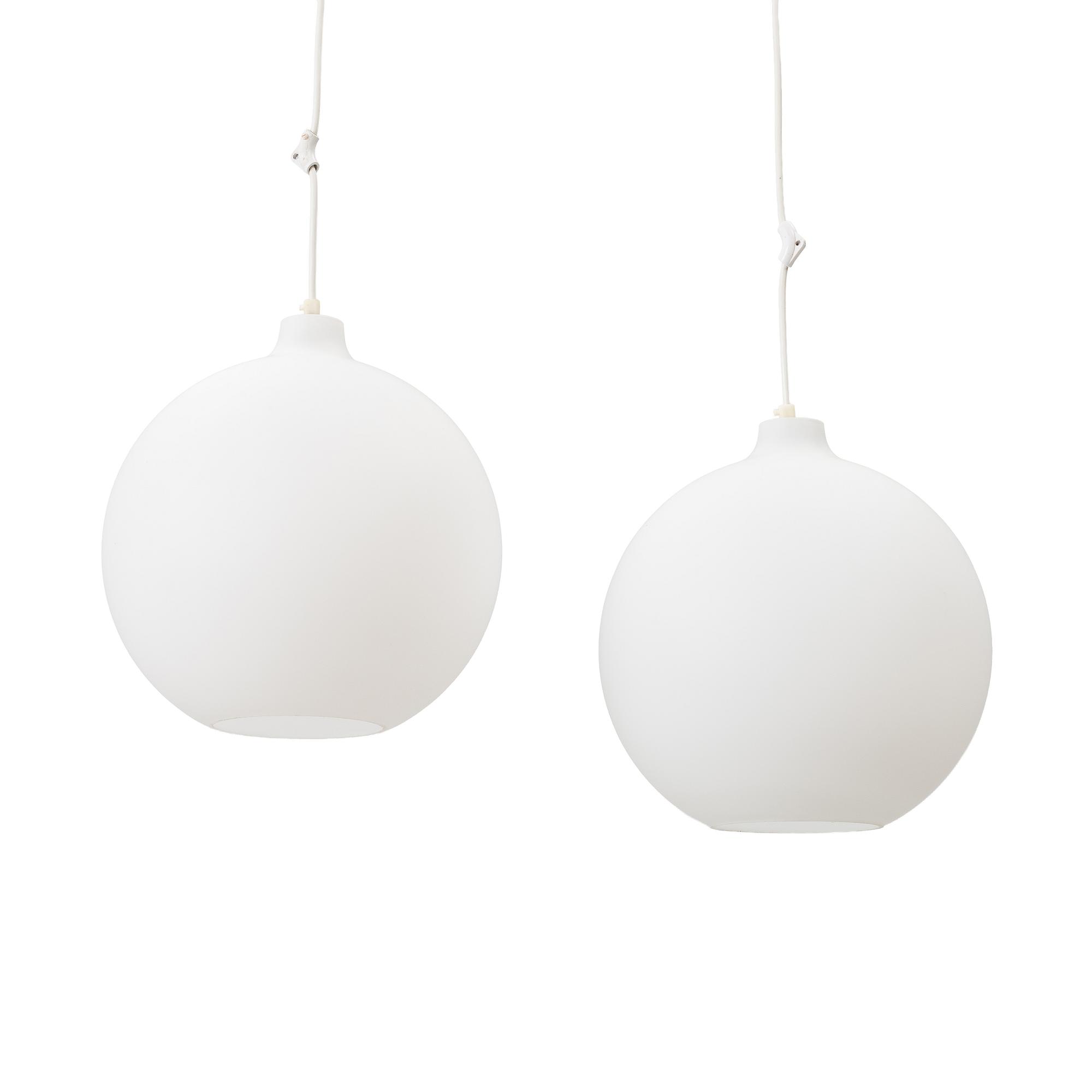Vilhelm Wohlert, Ceiling lamps, a pair, “Satellit” for Louis Poulsen, Denmark, late 20th century.