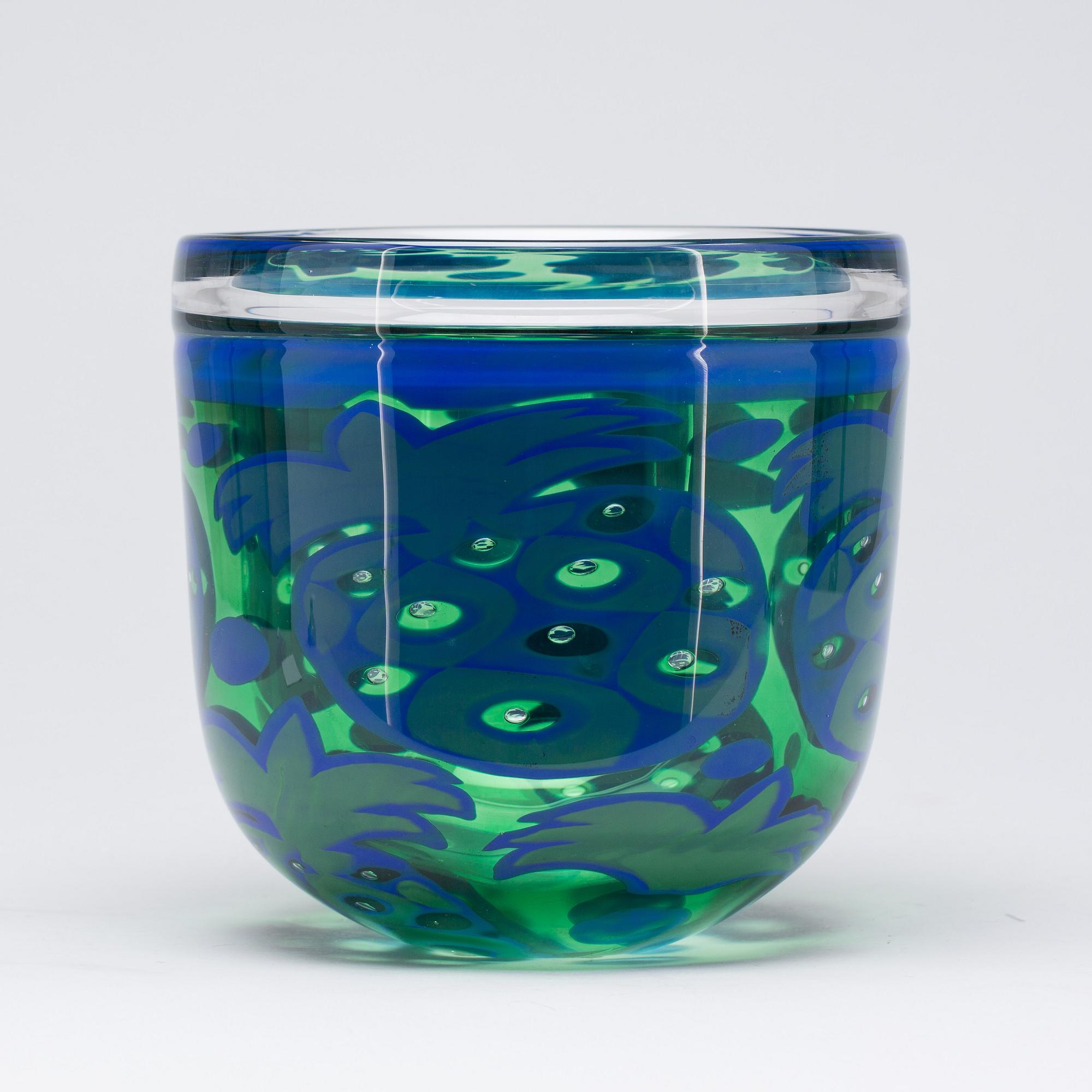 SKÅL, glas, "Ananas", Hanne Dreutler/Arthur Zirnsack, Åhus, signerad och daterad 1996.