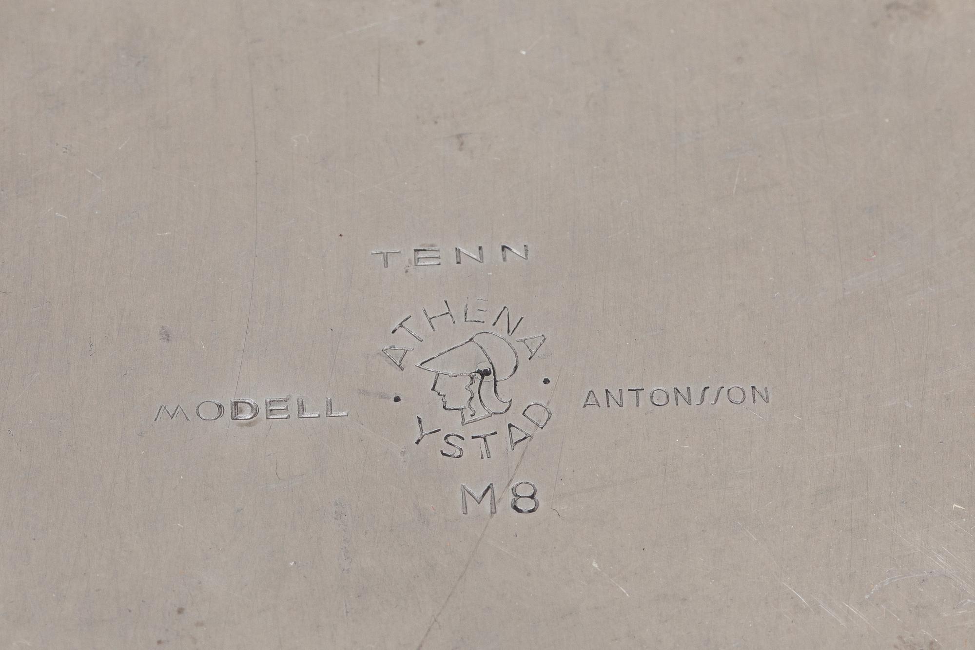 FAT samt CIGARRASK, Tenn Ystad modell Antonsson, 1938-39.