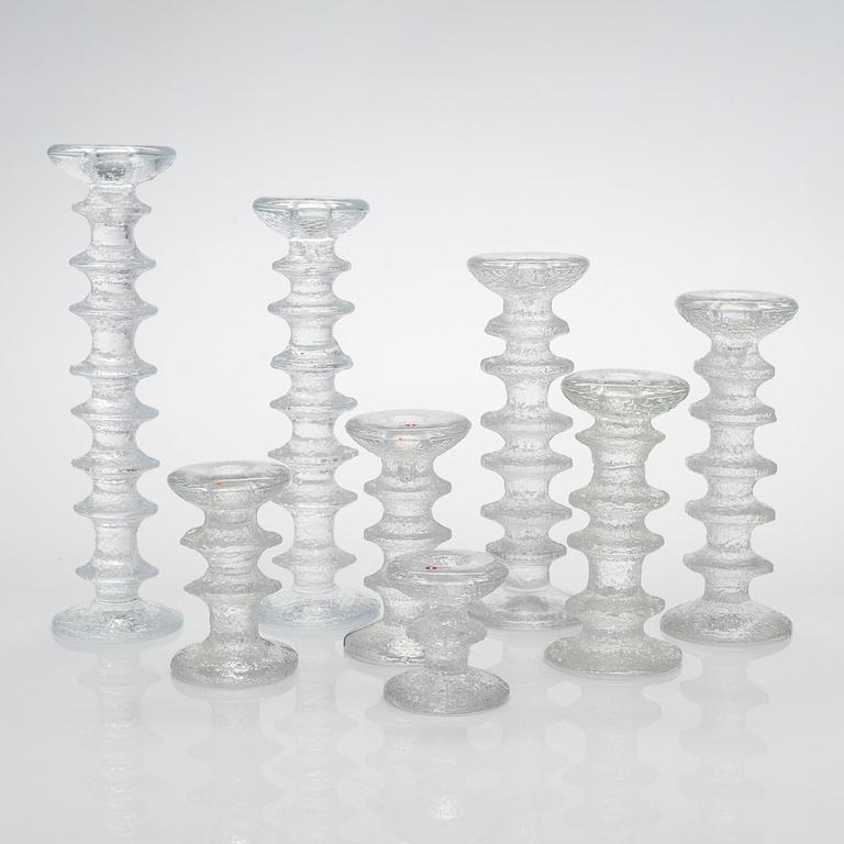 Timo Sarpaneva, a set of eight Festivo' glass candlesticks for Iittala.