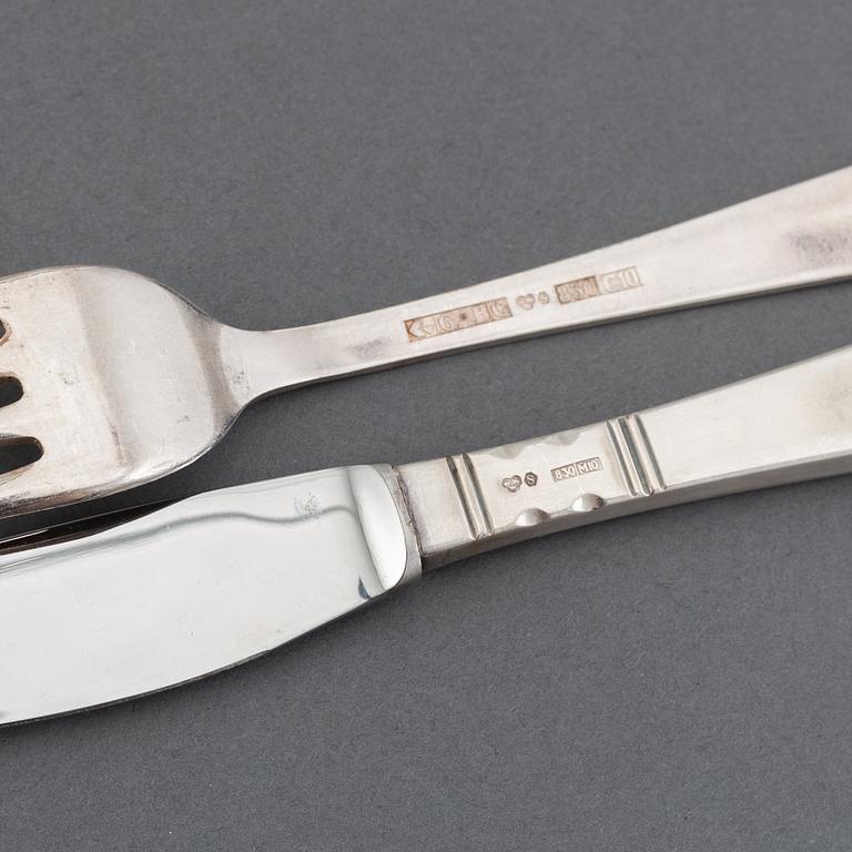 Jacob Ängman, a part 'Rosenholm' silver cutlery, Gab, third quatyer of the 20th century (114 pieces).