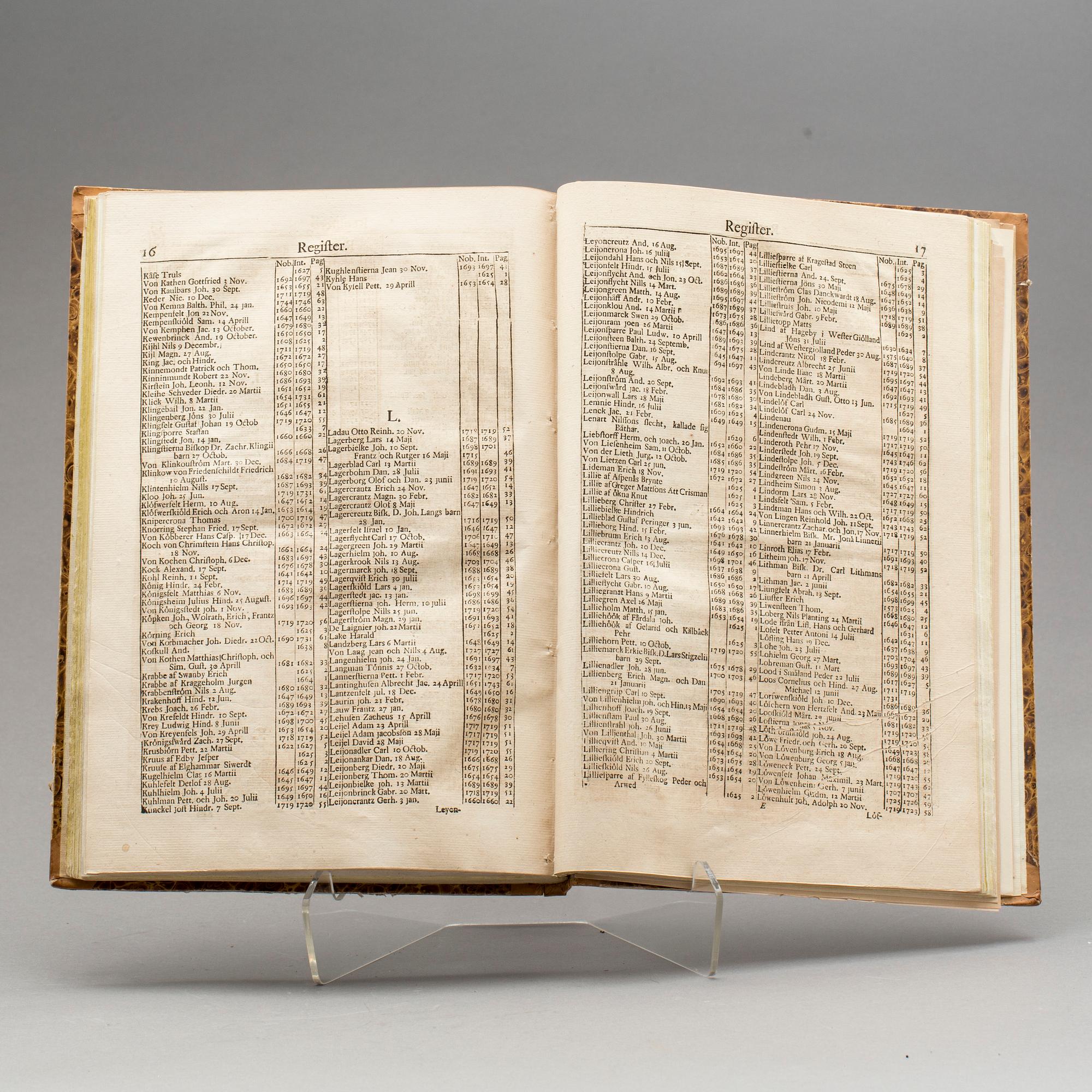 BOK, "Svea rikes Ridderskaps och Adels vapenbok", Stockholm 1764.