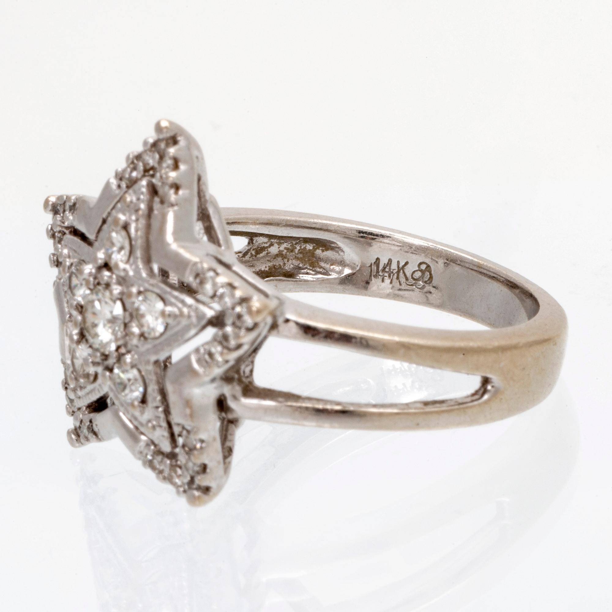 Ring 14K whitegold brilliantcut diamonds approx 0,50 ct, size 55.