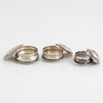 Kyrkdosor, 3 st, silver, 1700-1800-tal.