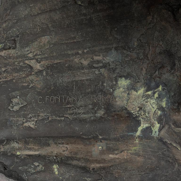 CARLO FONTANA, a signed and dated bronze sculpture, signed C. Fontana Roma 1913.